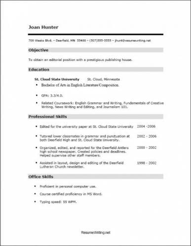 sample resume for first job 2015 | Resume Template Builder
