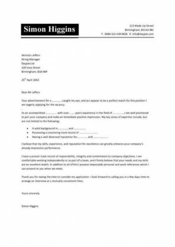Professionally designed cover letter sample that uses bullet points to
