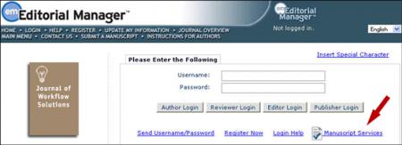 Manuscript Services" option for convenient access to editing services