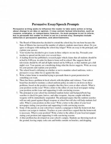 sample persuasive essays high school - Sample Persuasive Essay -