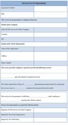 Template for Service Level Agreement, Free Template for Service Level