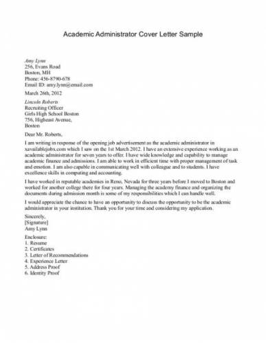 ... Cover Letter Sample » Academic Administrator Cover Letter Sample