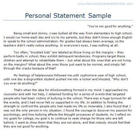 Help On Writing A Personal Statement For College