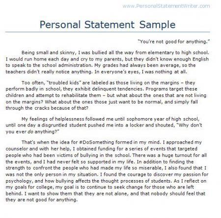 Help On Writing A Personal Statement For College
