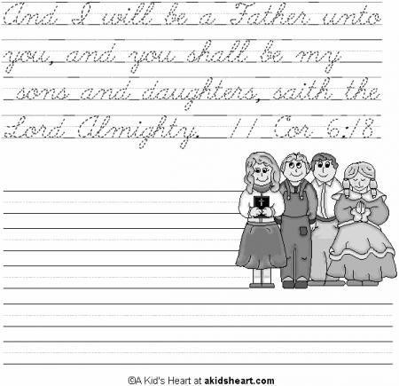 Bible Memory Verse Writing Exercise - Cursive